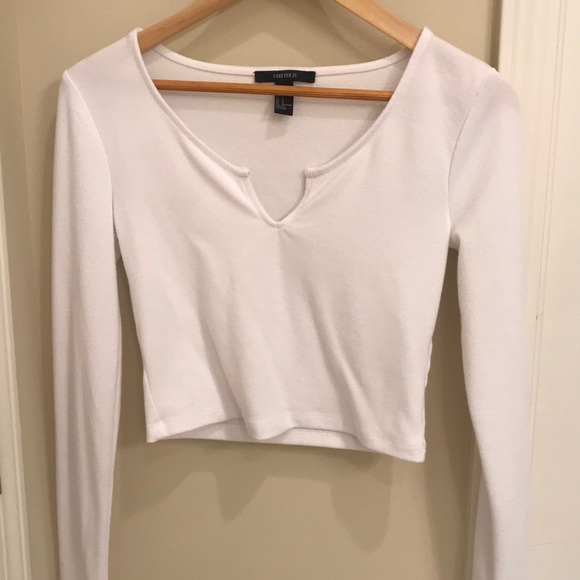 forever 21 white long sleeve crop top